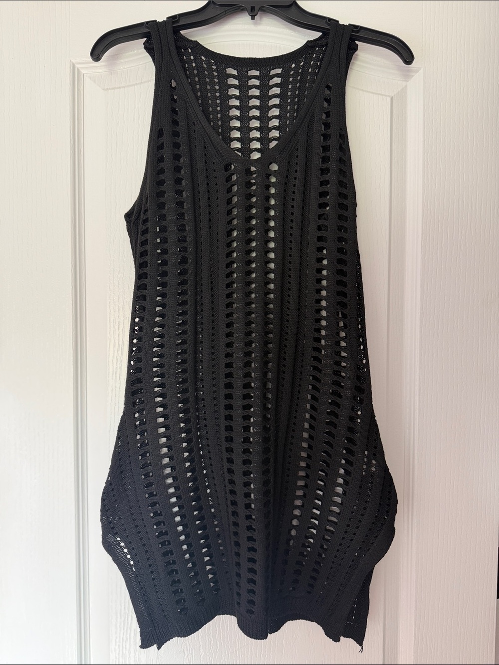 Black Crochet Knit Swim Coverup Dress